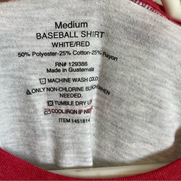 Baseball Season Gray Red Raglan 3/4 Tee Medium #10 - Picture 3 of 3